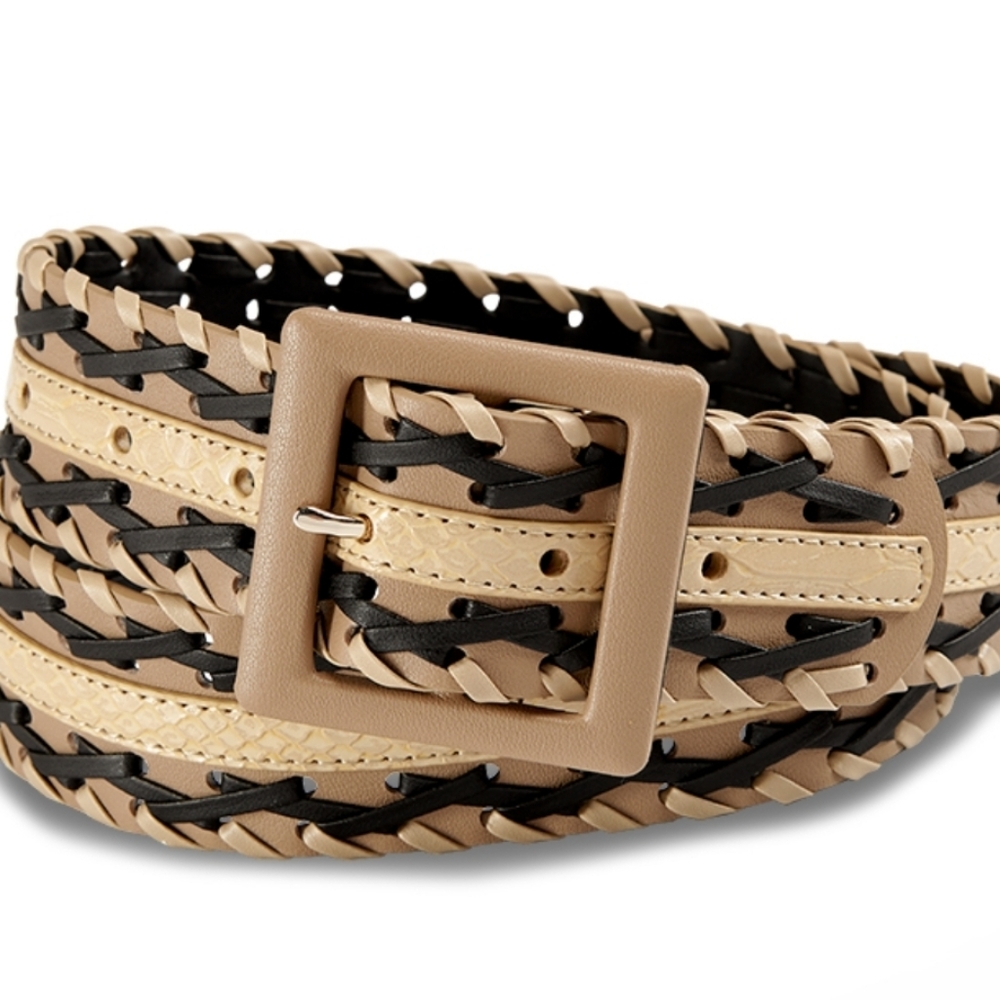 CAbi Braided Leather Belt in Black and Tan - Picture 4 of 4